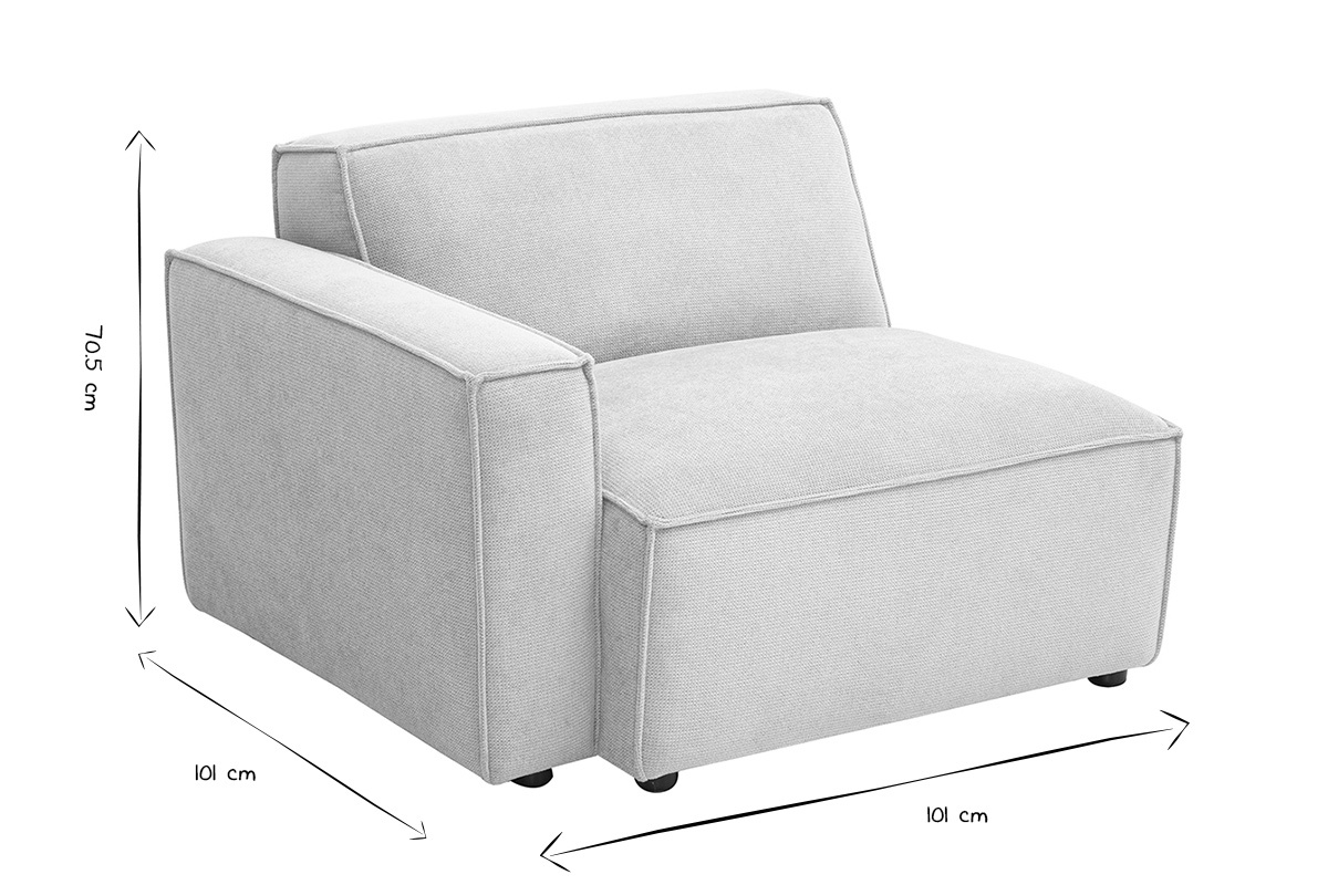 Modulo angolare sinistro per divano in tessuto effetto velluto testurizzato beige SPLIT