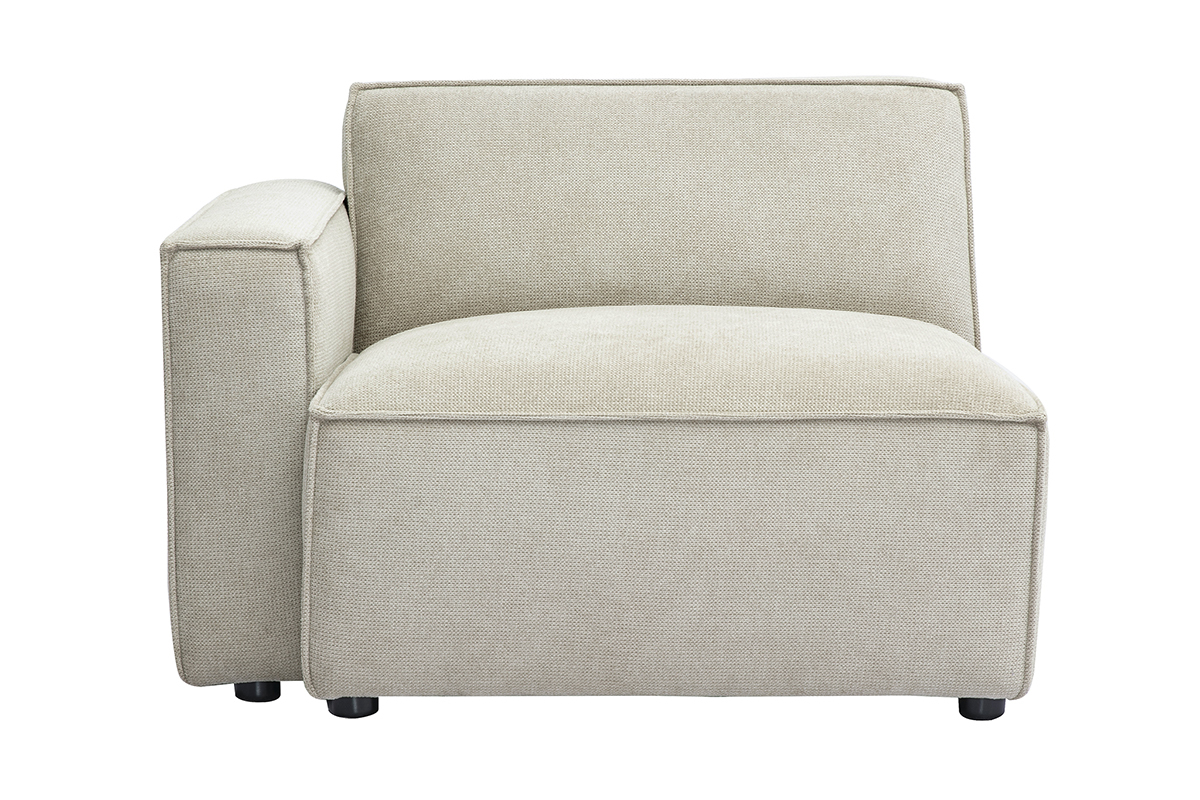 Modulo angolare sinistro per divano in tessuto effetto velluto testurizzato beige SPLIT