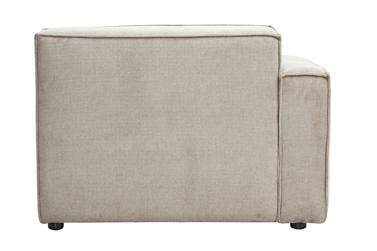 Modulo angolare sinistro per divano in tessuto effetto velluto testurizzato beige SPLIT