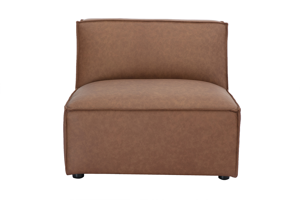 Modulo centrale per divano in pelle marrone SPLIT