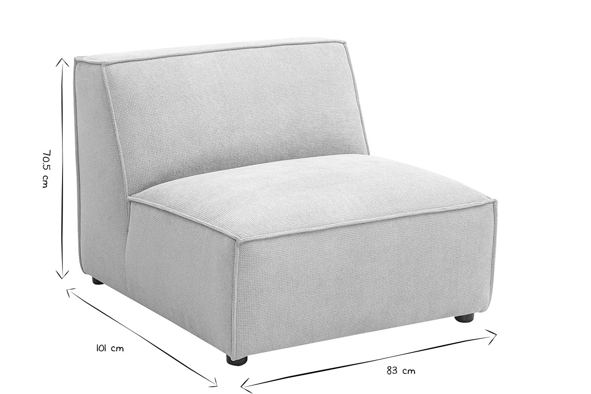 Modulo centrale per divano in tessuto ciniglia texturizzato beige SPLIT