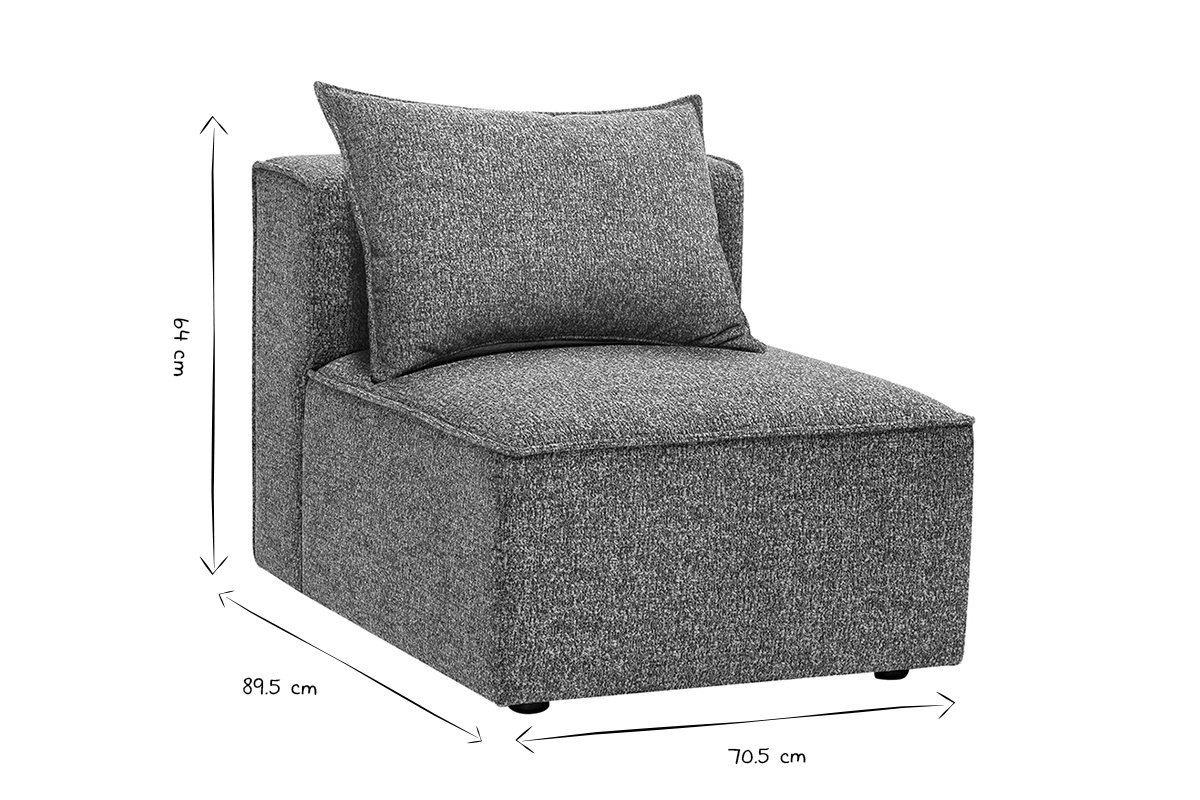 Modulo centrale per divano in tessuto grigio scuro m�lange KERRY