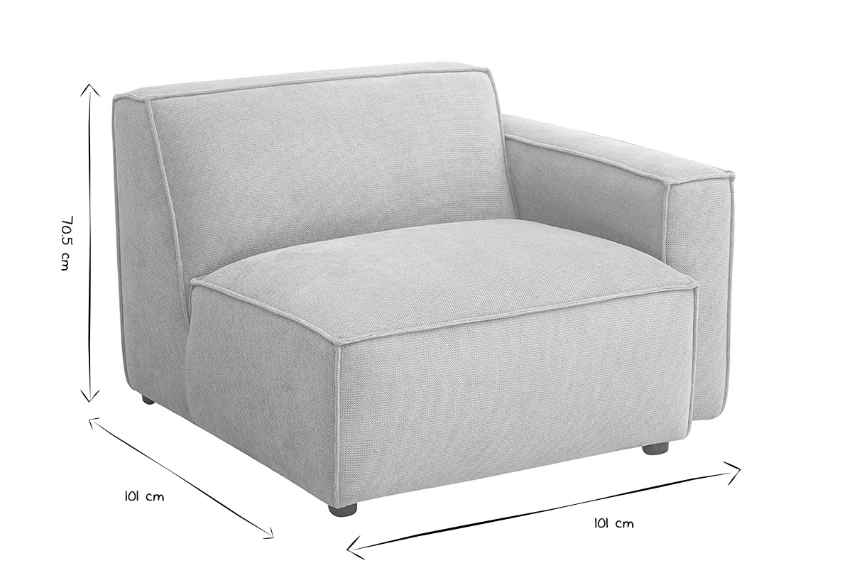 Modulo d'angolo destro per divano in tessuto effetto velluto testurizzato beige SPLIT