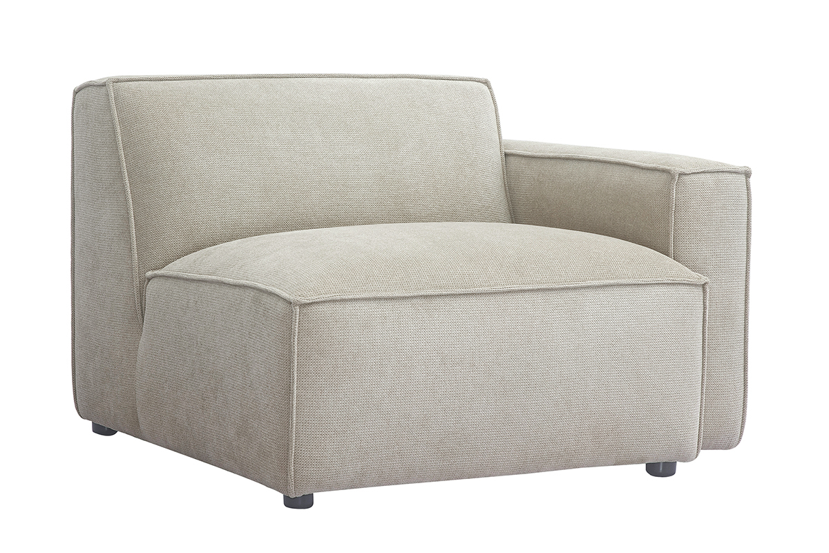 Modulo d'angolo destro per divano in tessuto effetto velluto testurizzato beige SPLIT