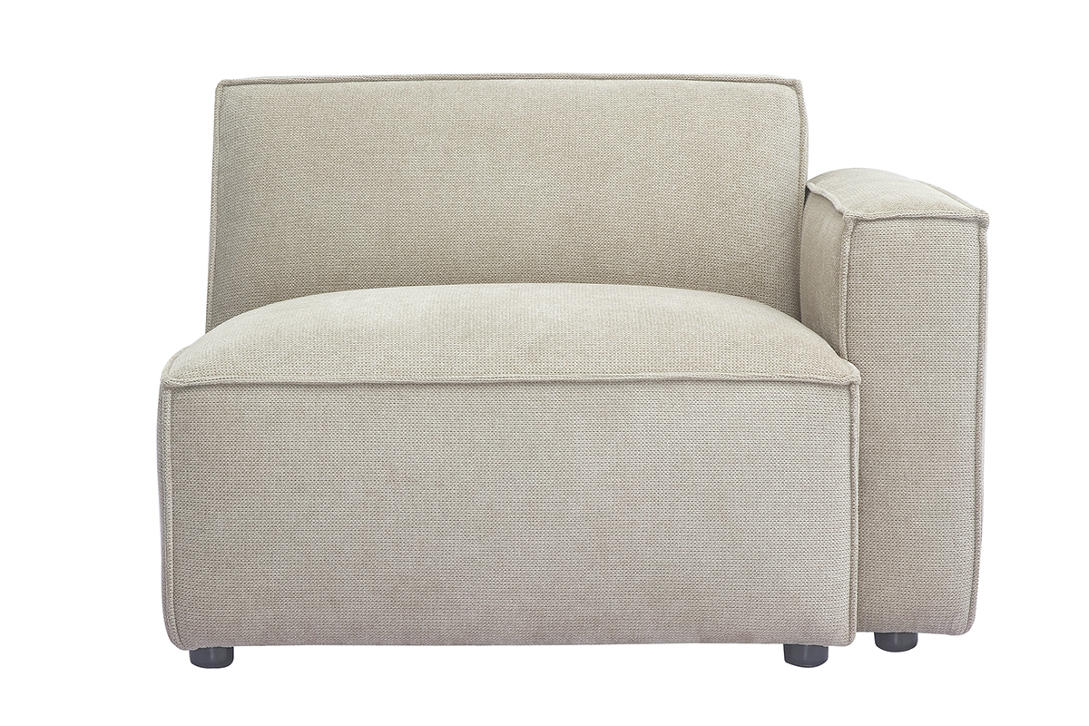 Modulo d'angolo destro per divano in tessuto effetto velluto testurizzato beige SPLIT