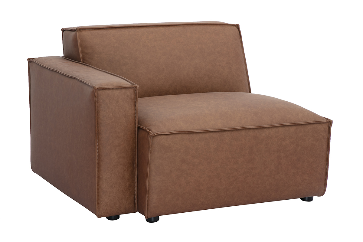 Modulo d'angolo sinistro per divano in pelle marrone SPLIT
