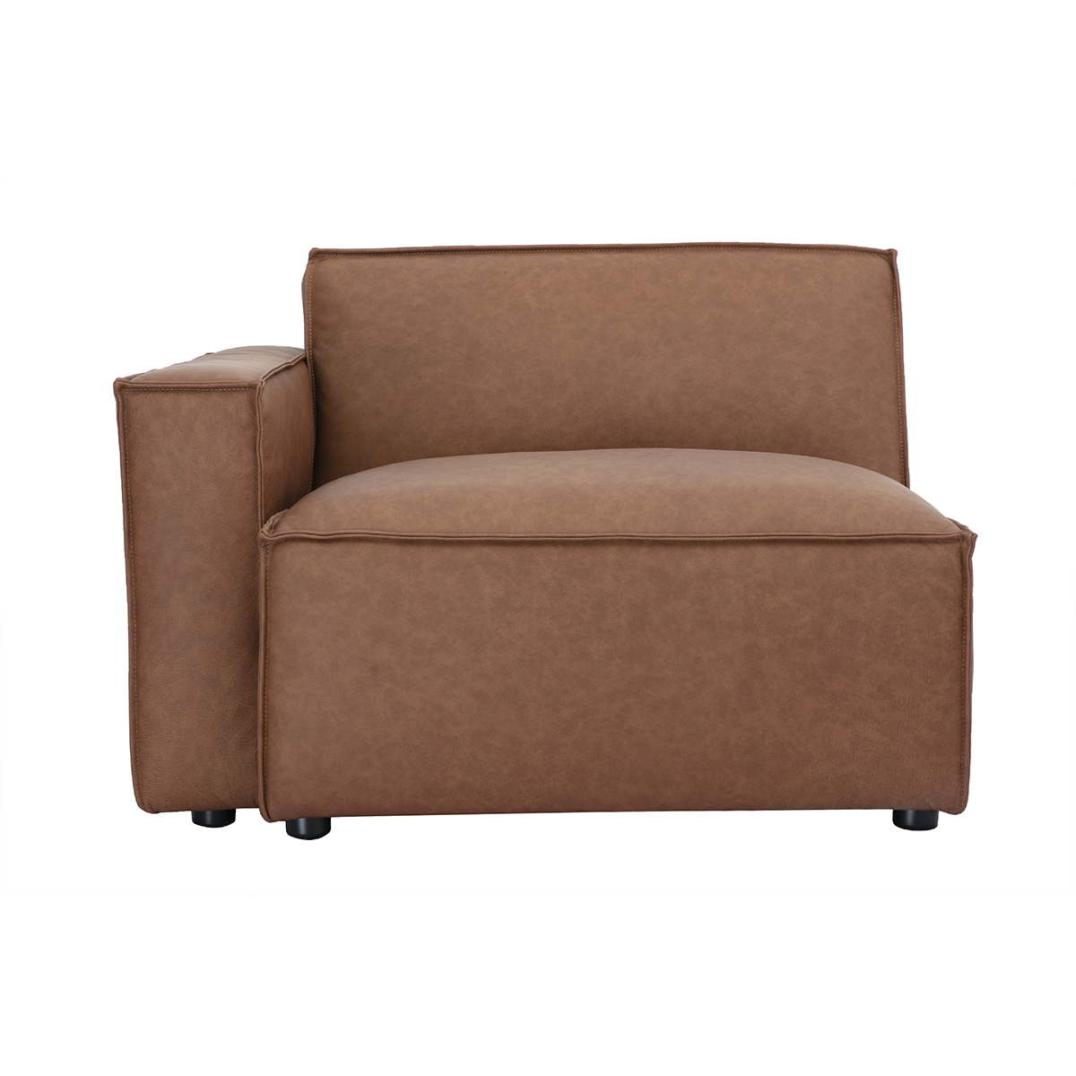 Modulo d'angolo sinistro per divano in pelle marrone SPLIT