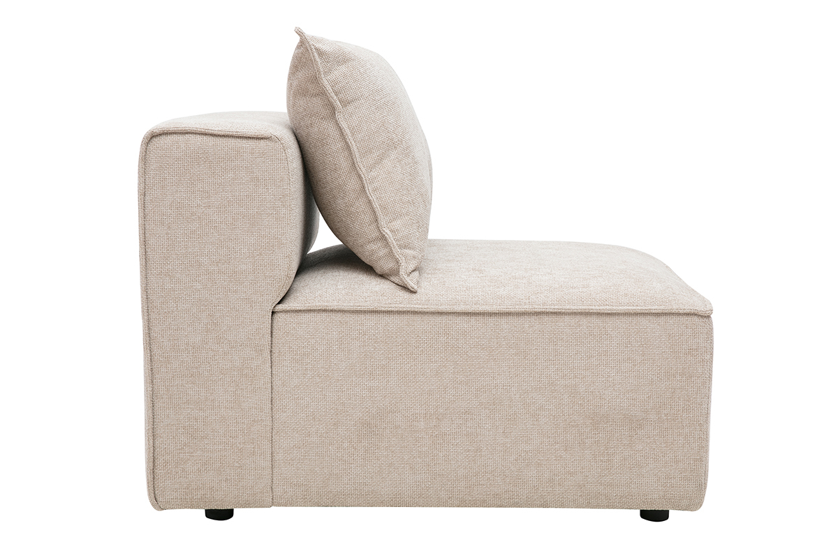 Modulo destro KERRY in tessuto effetto velluto testurizzato beige, vista di profilo, con cuscino
