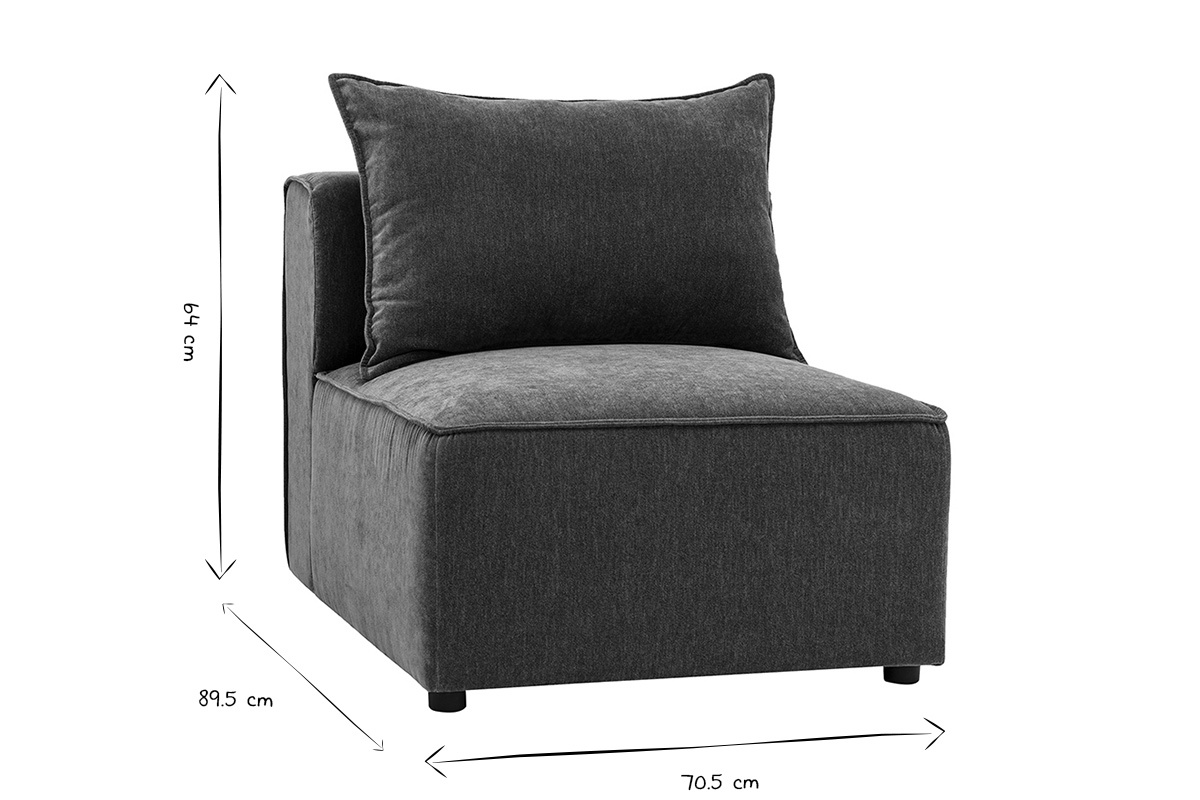 Modulo destro KERRY in bianco e nero con dimensioni: L70.5 x P89.5 x H64 cm, vista a 3/4.