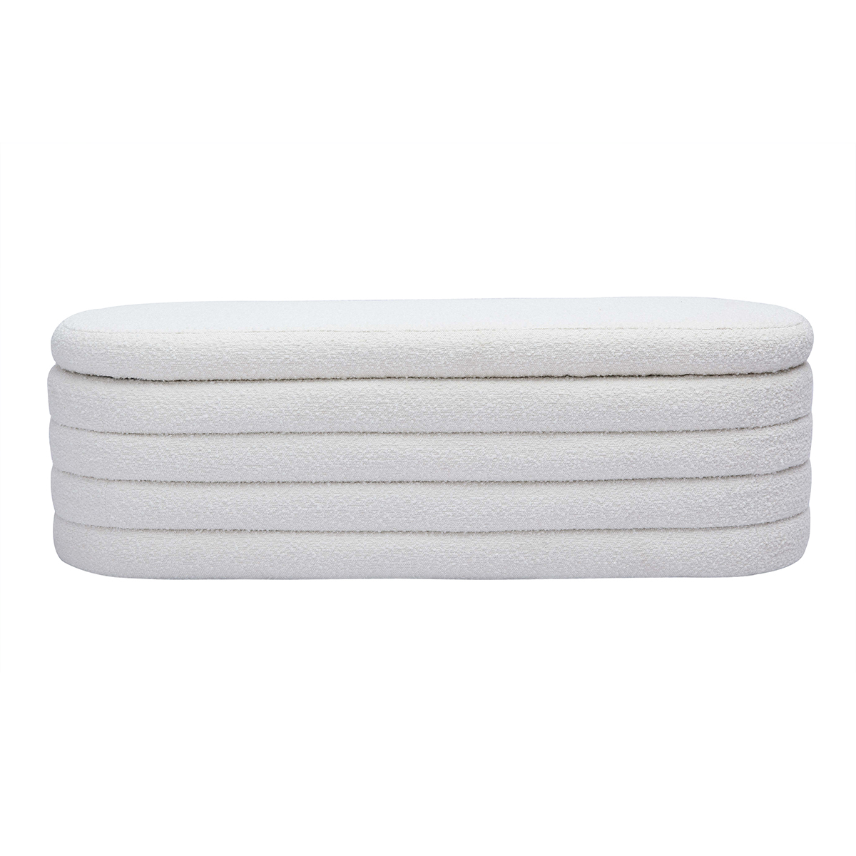 Panca con vano portaoggetti in tessuto effetto lana bouclée bianco L 125 cm NAVY