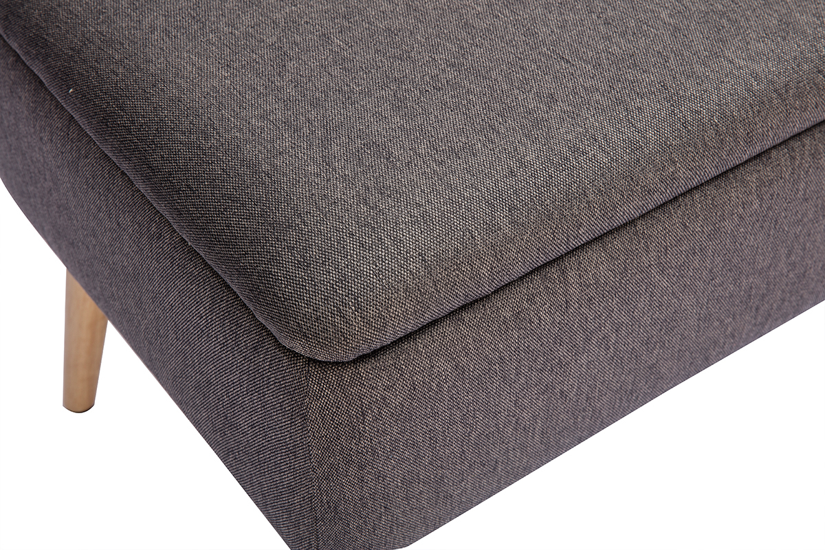 Panca contenitore in tessuto grigio scuro e legno chiaro LARS