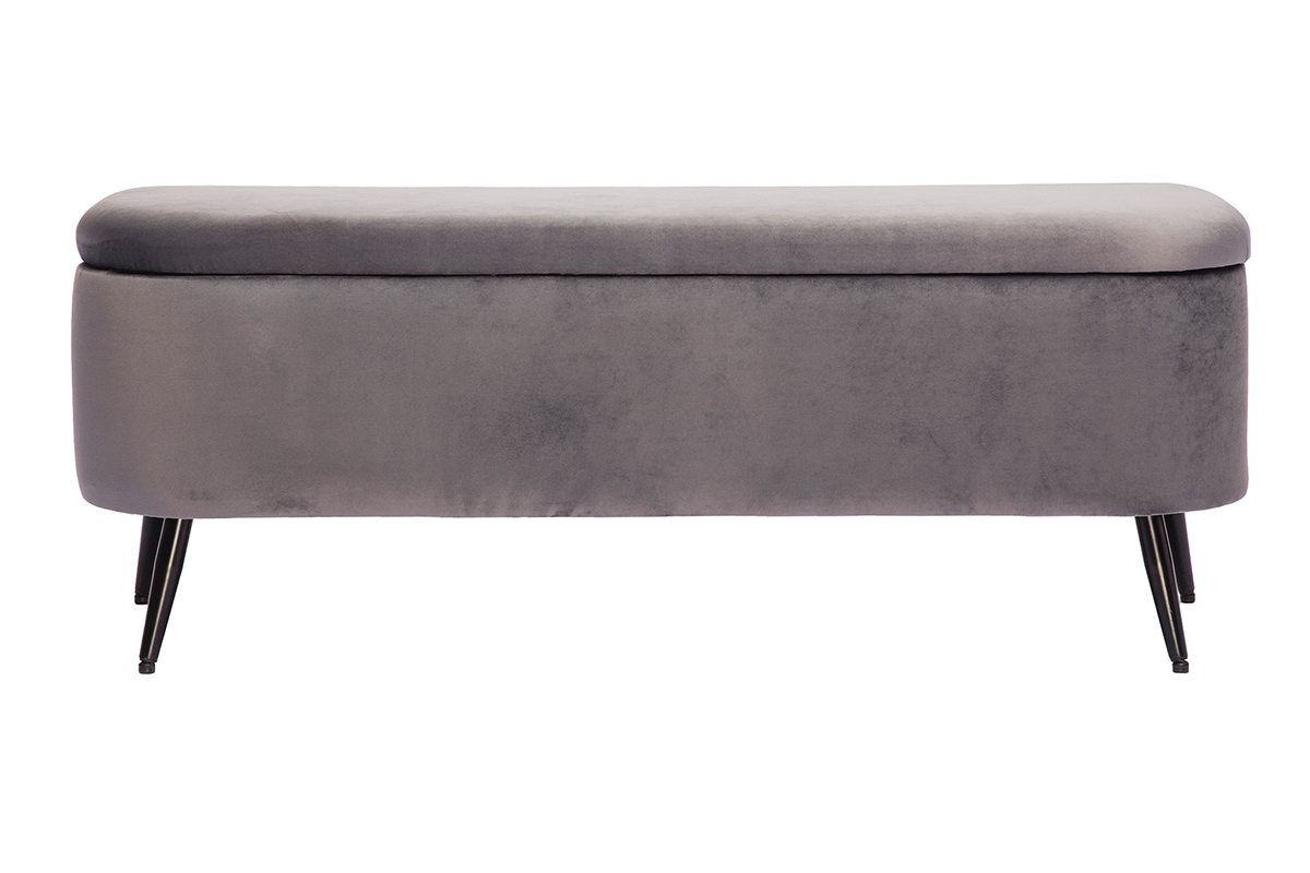 Panca contenitore in velluto grigio scuro ATON