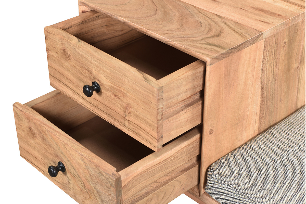 Panca da ingresso con 2 cassetti in acacia ALTY