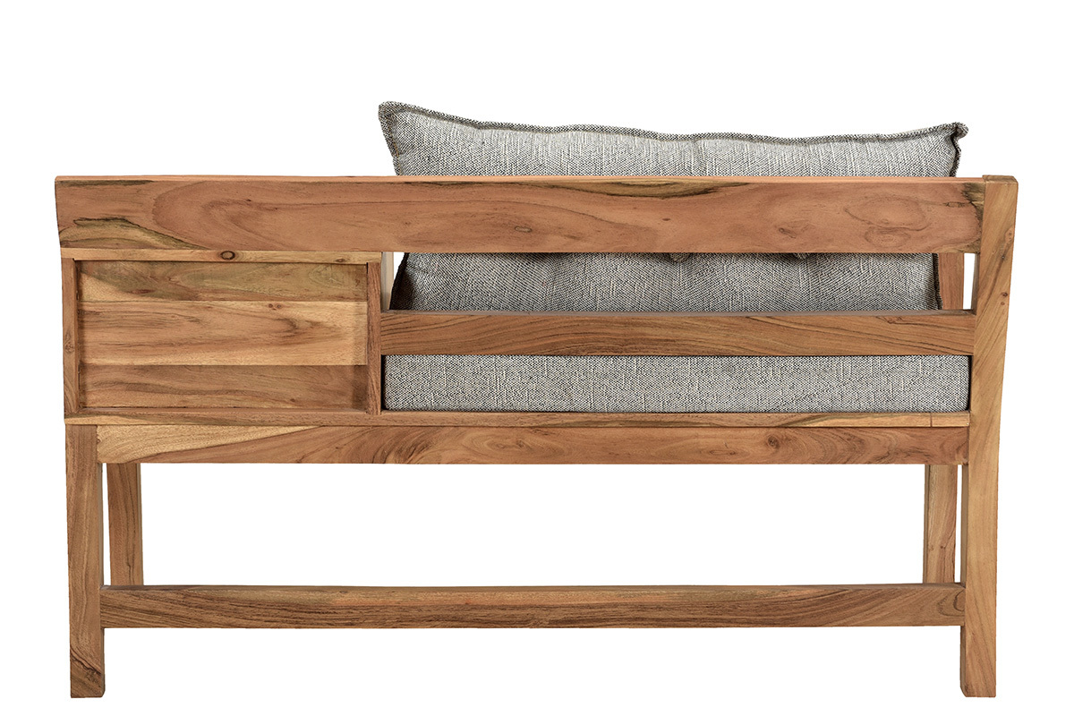 Panca da ingresso con contenitore legno massello e tessuto grigio chin L115 cm MENDOZA