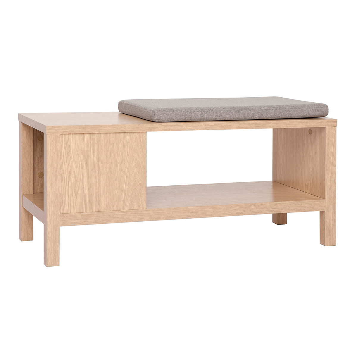 Panca da ingresso finitura rovere con cuscino e nicchia aperta L100 cm GUMBY