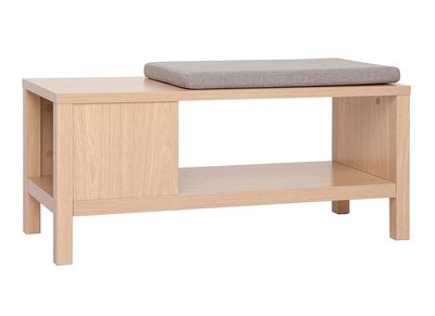 Panca da ingresso finitura rovere con cuscino e nicchia aperta L100 cm GUMBY