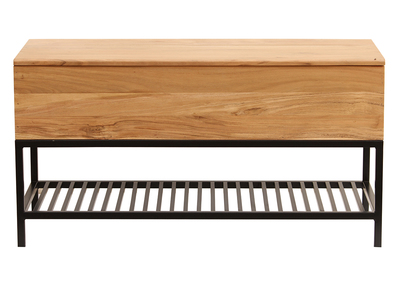 Panca da ingresso industriale con contenitore massello di acacia metallo nero SORG