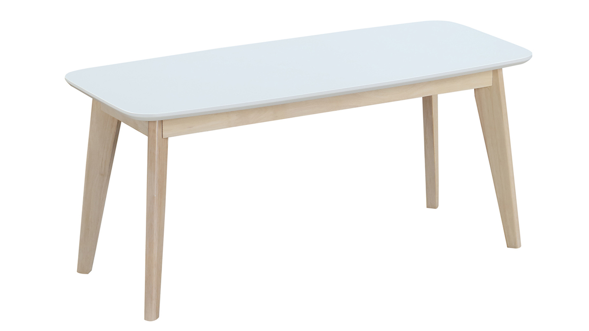 Panca design 100cm bianco e legno LEENA