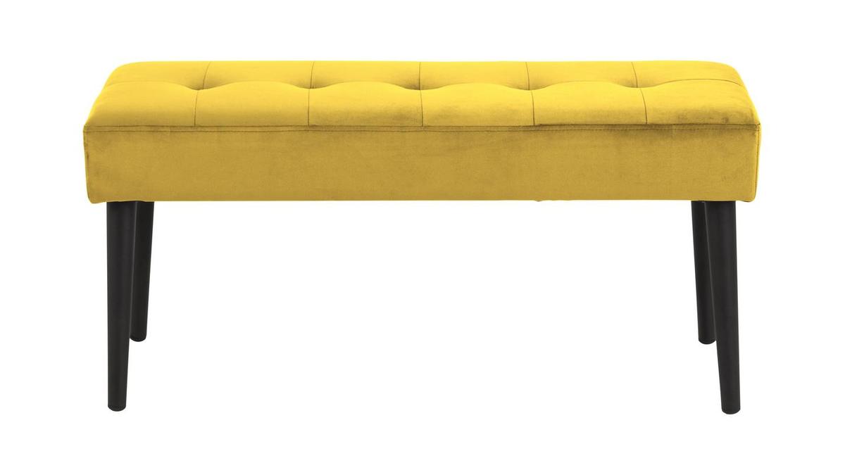 Panca design in velluto giallo capitonn GUESTA