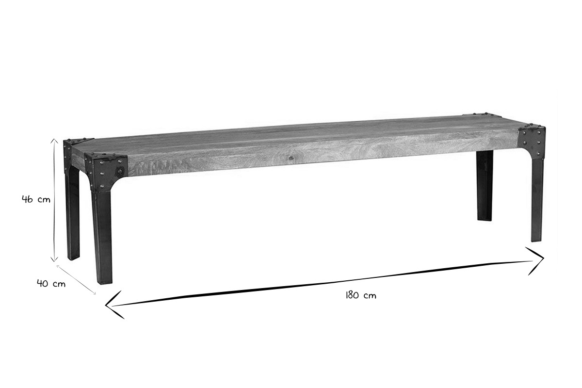 Panca design industriale metallo e legno 180cm MADISON