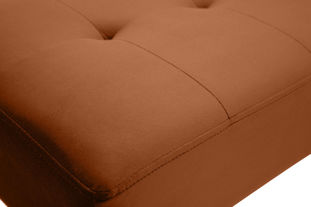 Panca design lavorazione capitonn in tessuto velluto color bruciato e metallo nero L95 cm GUESTA
