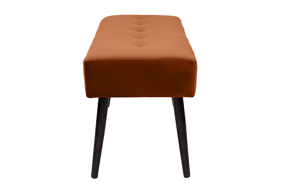Panca design lavorazione capitonn in tessuto velluto color bruciato e metallo nero L95 cm GUESTA
