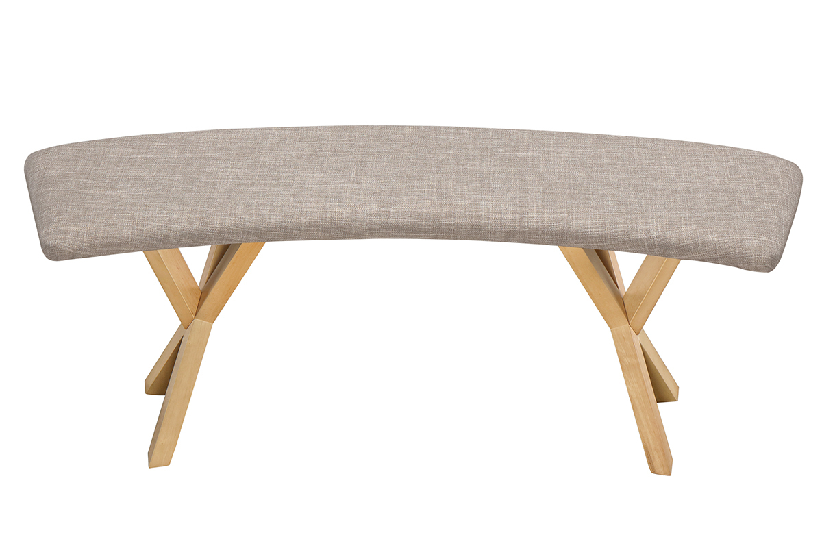 Panca design scandinavo quercia e tessuto grigio ANIK