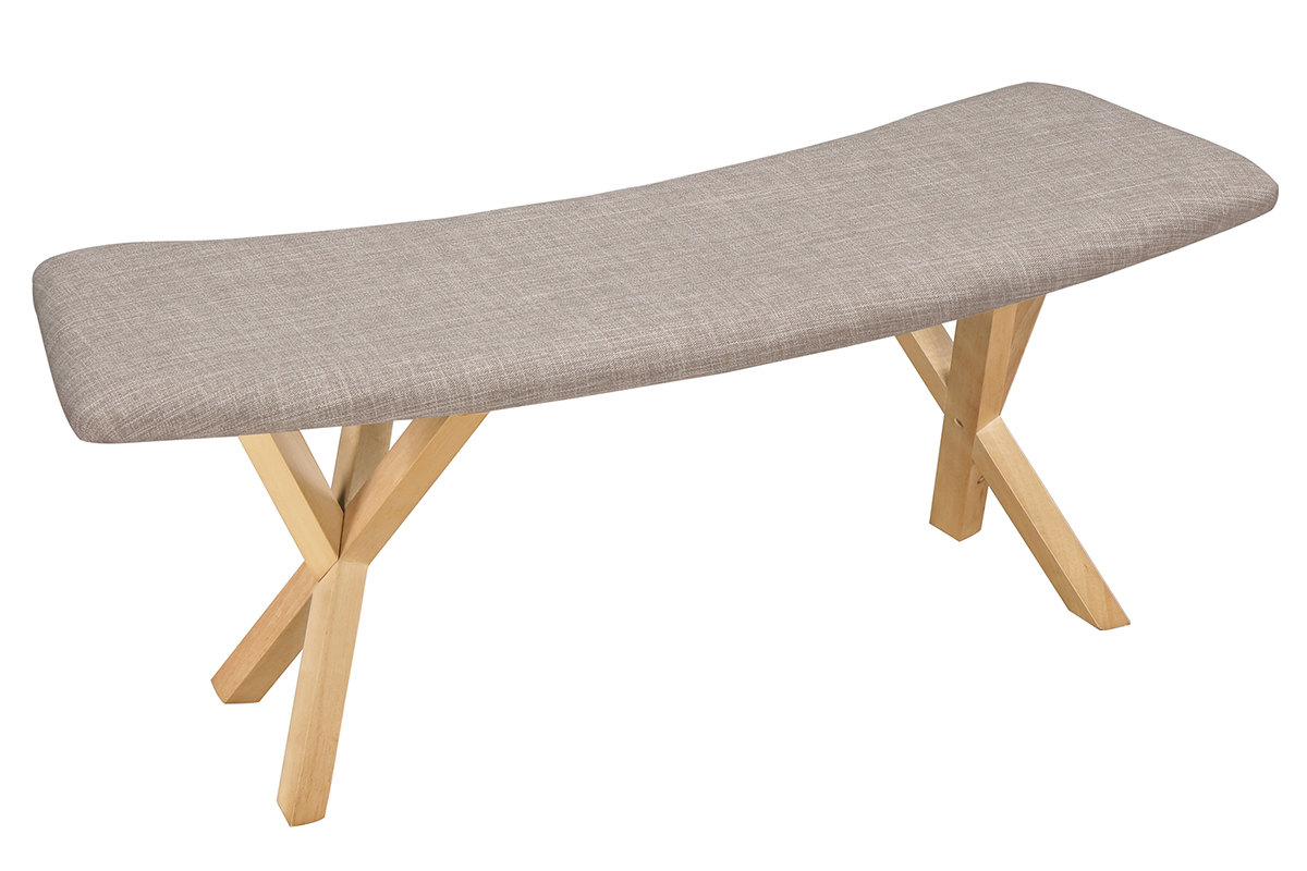 Panca design scandinavo quercia e tessuto grigio ANIK