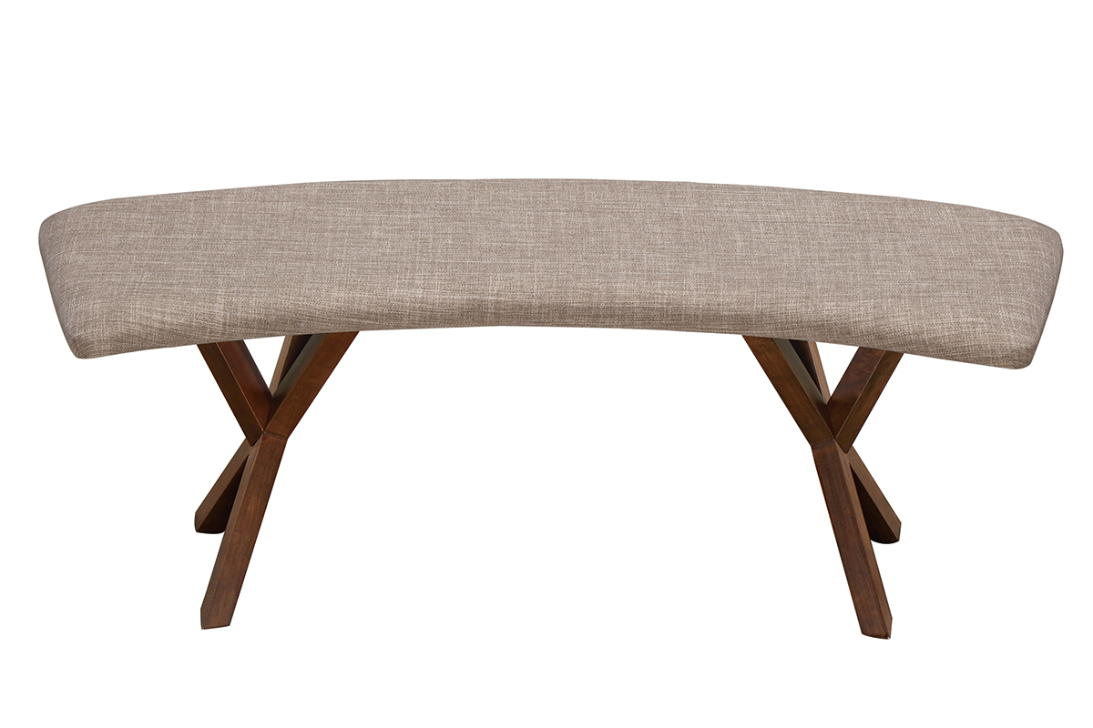 Panca design vintage noce e tessuto grigio ANIK