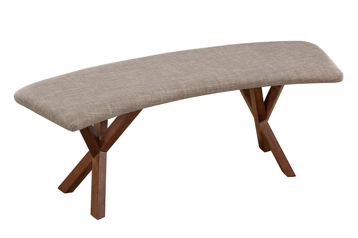 Panca design vintage noce e tessuto grigio ANIK