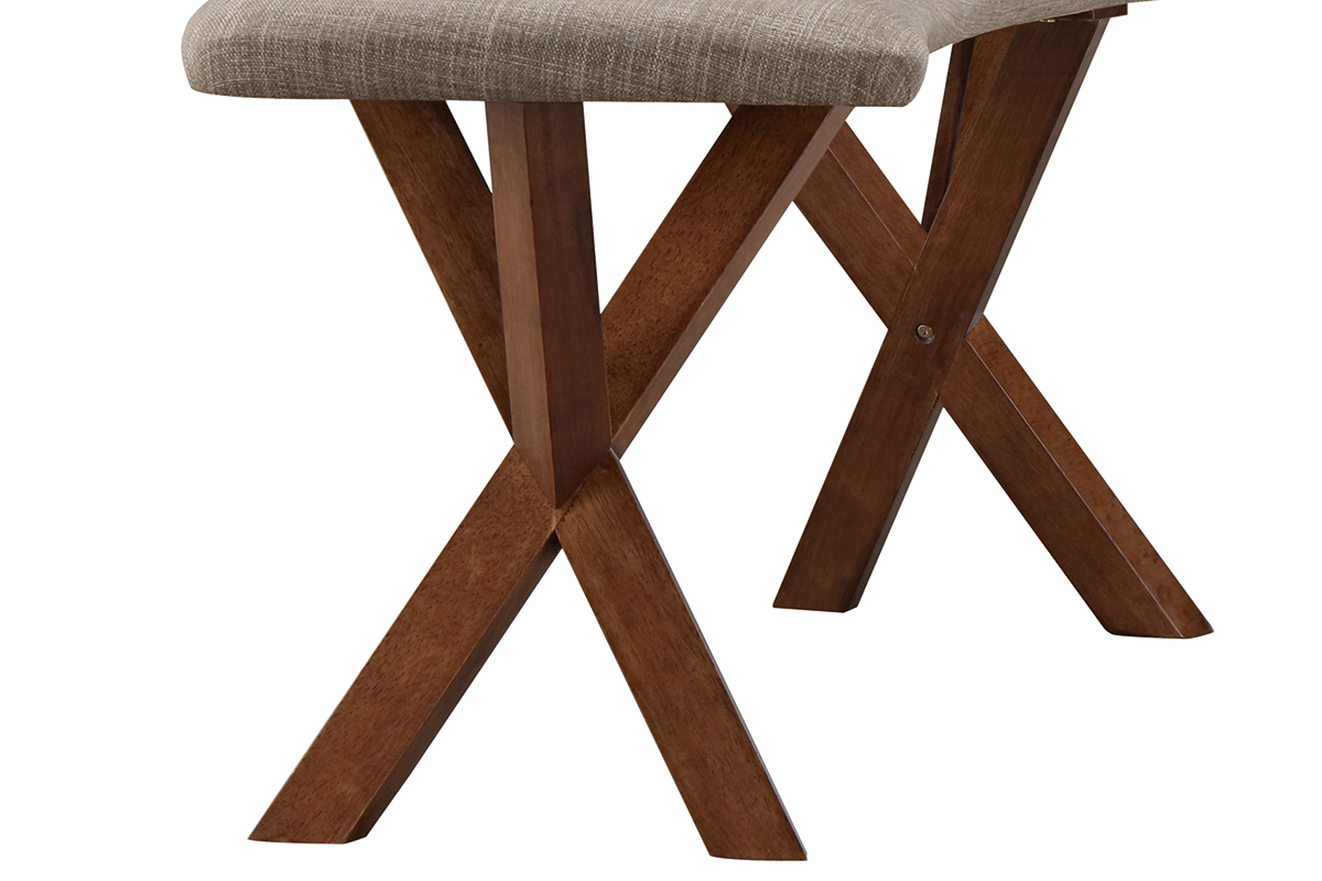 Panca design vintage noce e tessuto grigio ANIK