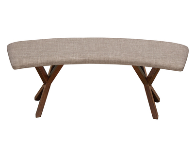 Panca design vintage noce e tessuto grigio ANIK