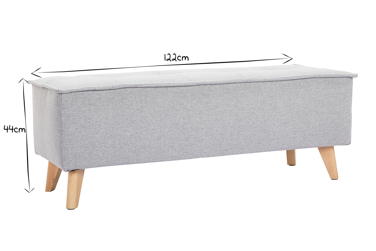 Panca fondo letto in tessuto grigio chiaro SUKA