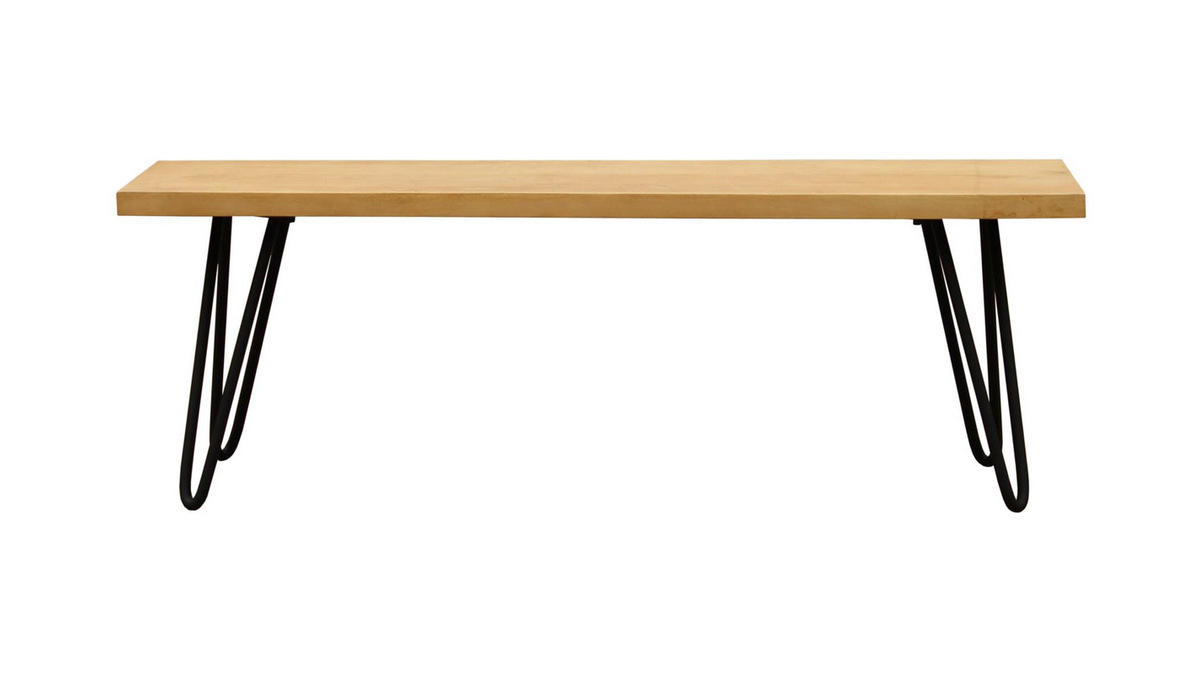Panca in legno di mango e metallo nero L130 cm VIBES