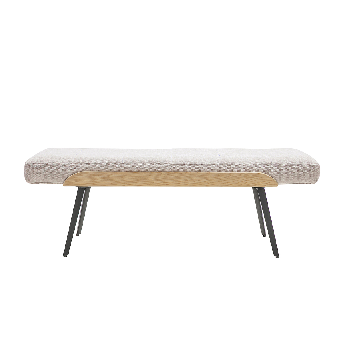 Panca in tessuto effetto velluto testurizzato beige, legno chiaro e metallo nero L123 cm ELIOR