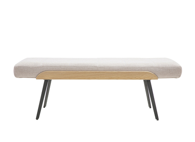 Panca in tessuto effetto velluto testurizzato beige, legno chiaro e metallo nero L123 cm ELIOR