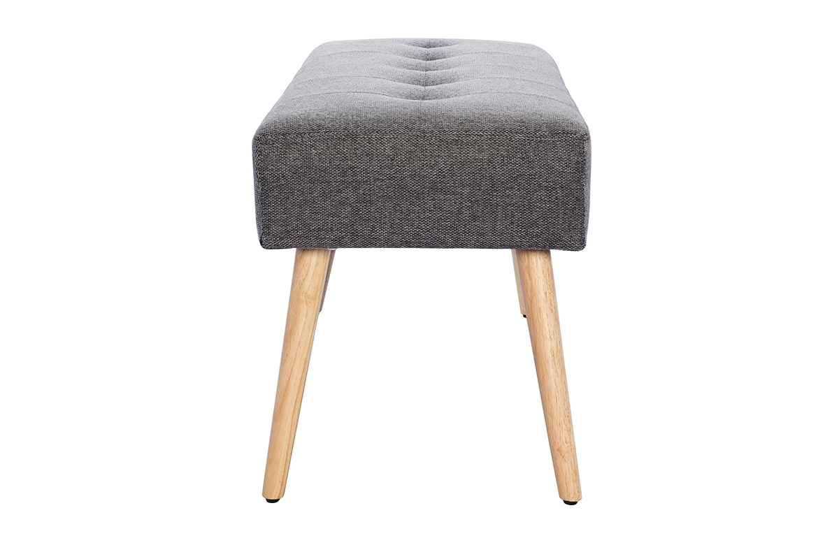 Panca lavorazione capitonn effetto velluto testurizzato grigio chiaro e legno chiaro L95 cm GUESTA