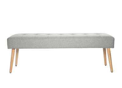 Panca scandinava lavorazione capitonné in tessuto effetto velluto testurizzato grigio chiaro e legno chiaro L130 cm GUESTA