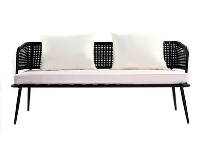 Panchina da giardino, in fili di resina, colore: Nero, modello: MONACO