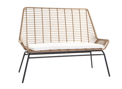 Panchina da giardino, in fili di resina, stile giunco, modello: TANGO