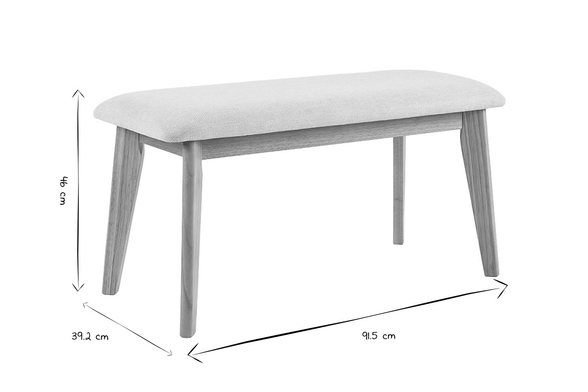 Dimensioni della panca scandinava in nero e bianco L91,5 x P39,2 x H46 cm