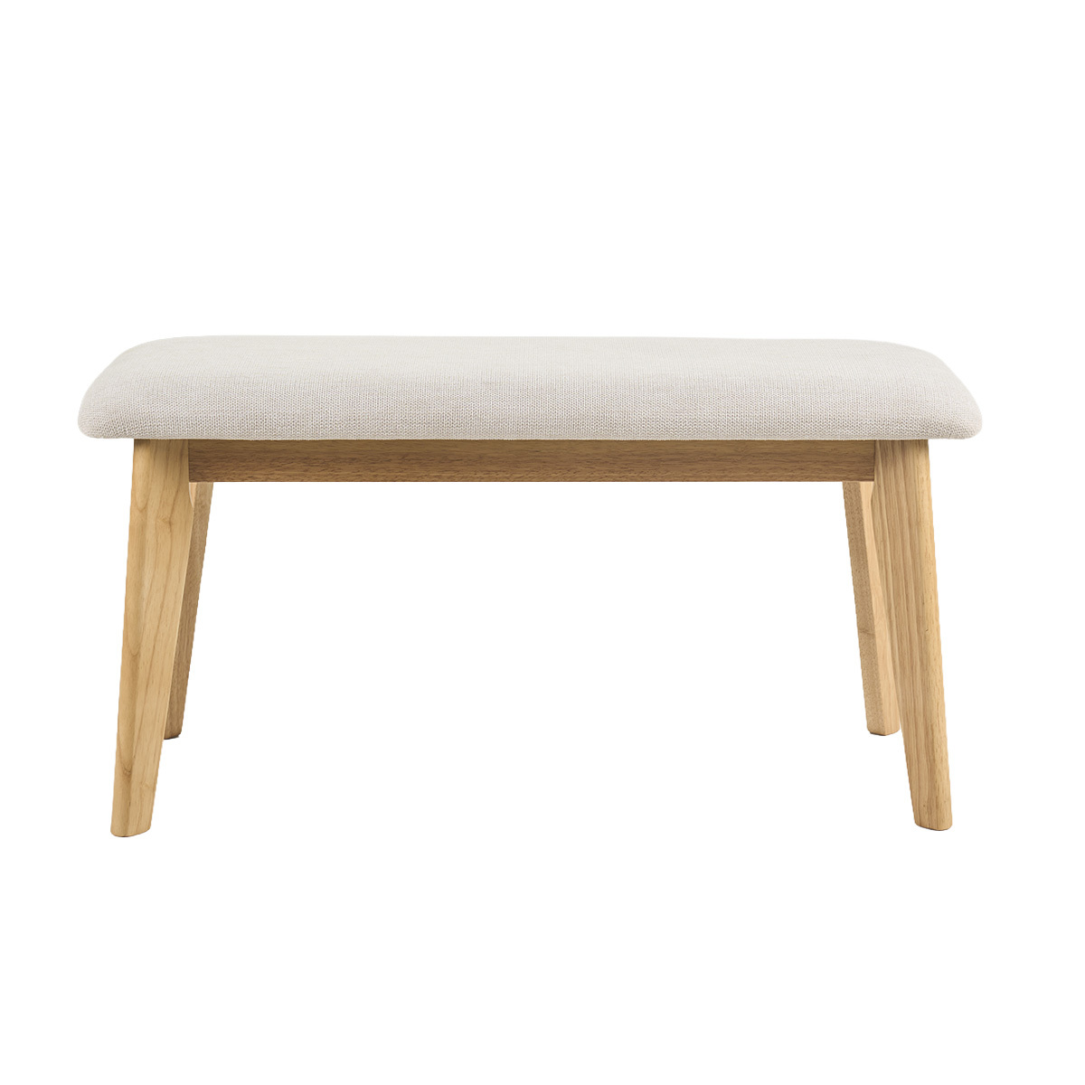 Panchina scandinava in tessuto effetto velluto testurizzato beige e legno chiaro L92 cm ELION