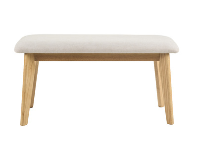 Panchina scandinava in tessuto effetto velluto testurizzato beige e legno chiaro L92 cm ELION