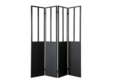 Paravento 4 ventagli in metallo nero e vetro RACK - Paravento 4 ventagli in metallo nero e vetro RACK