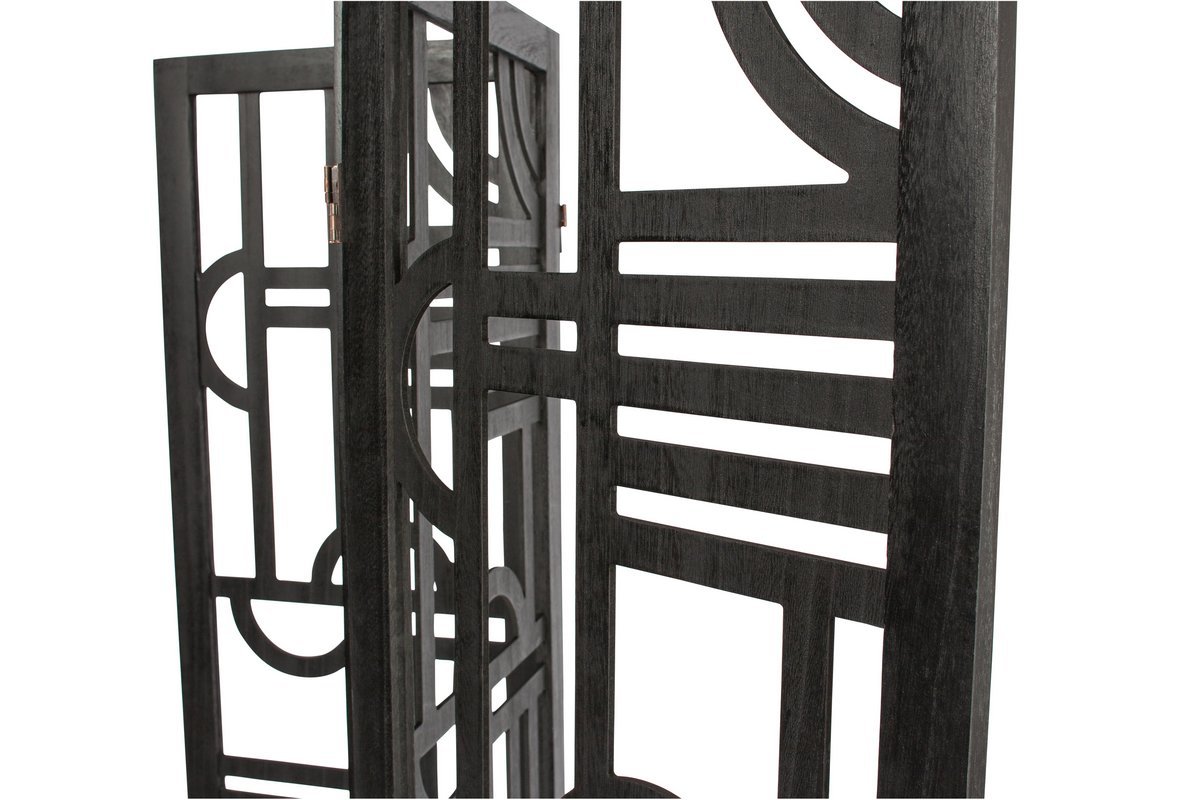 Paravento in legno nero con motivi geometrici H170 cm KEOPS