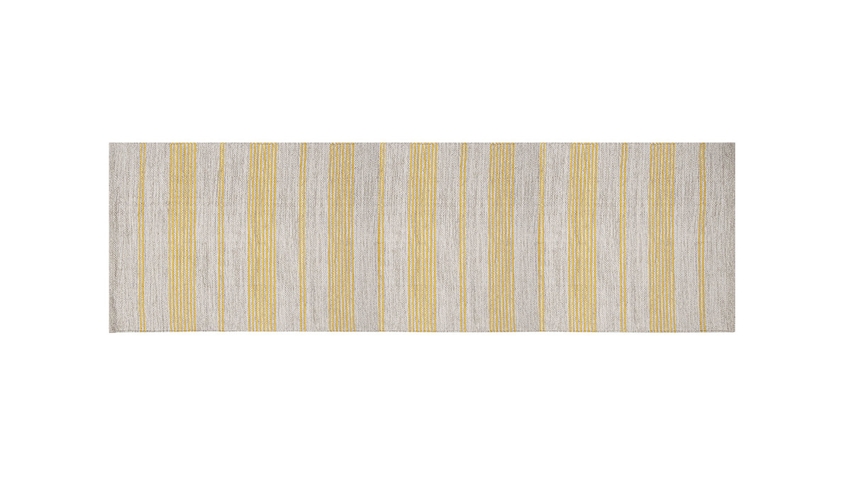 Passatoia per corridoio in cotone giallo e beige 60 x 200 cm CABOURG