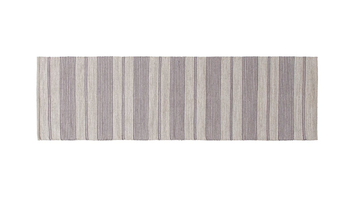 Passatoia per corridoio in cotone grigio e beige 60 x 200 cm CABOURG