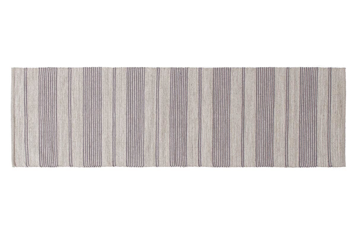 Passatoia per corridoio in cotone grigio e beige 60 x 200 cm CABOURG