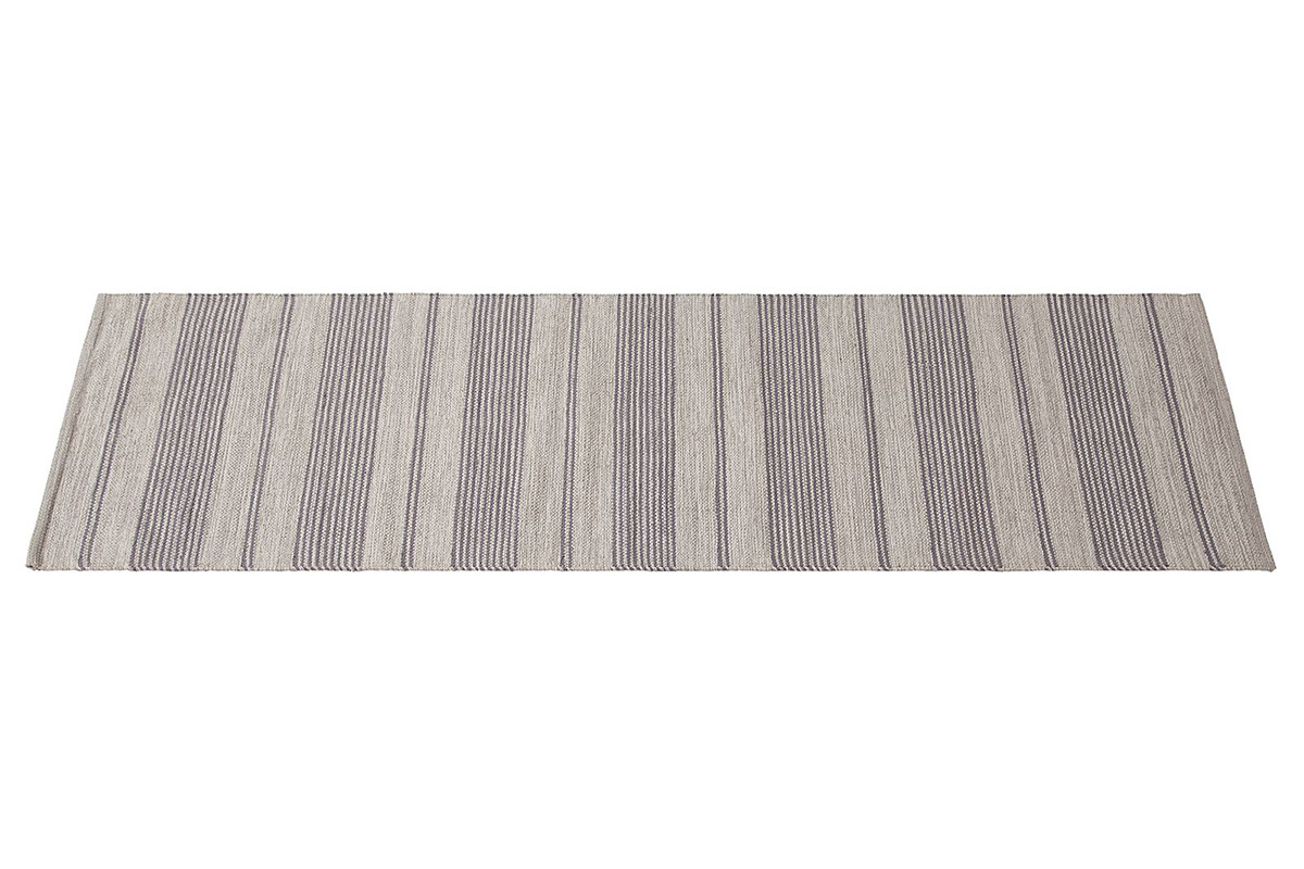 Passatoia per corridoio in cotone grigio e beige 60 x 200 cm CABOURG