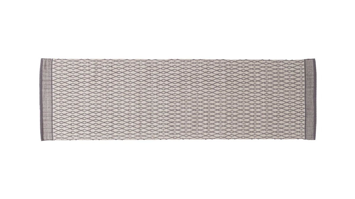 Passatoia per corridoio in cotone grigio e beige 60 x 200 cm TUDY